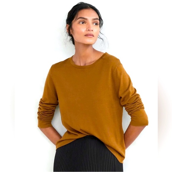 Jenni Kayne Mercer Crewneck Amber Brown Merino Wool - Size medium EUC - Picture 1 of 11